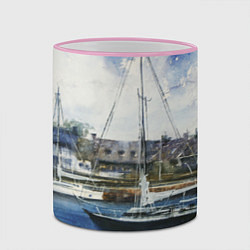 Кружка 3D Во французской гавани, цвет: 3D-розовый кант — фото 2