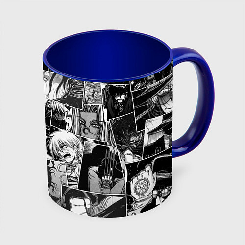 Кружка цветная Хэллсинг паттерн Hellsing / 3D-Белый + синий – фото 1