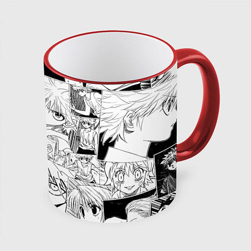 Кружка цветная Hunter x Hunter pattern / 3D-Красный кант – фото 1