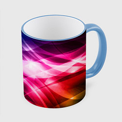 Кружка 3D Красочная абстрактная композиция Colorful abstract, цвет: 3D-небесно-голубой кант