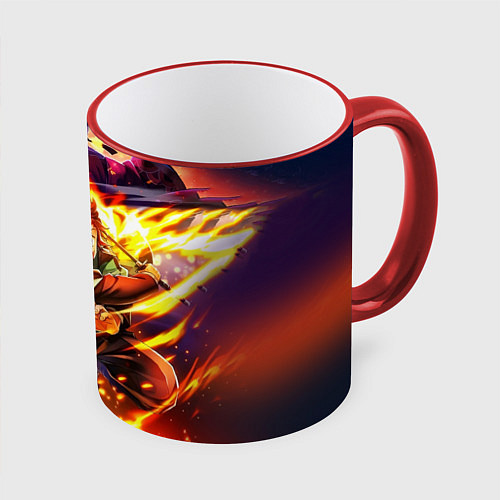 Кружка цветная Клинок, рассекающий демонов Demon Slayer / 3D-Красный кант – фото 1