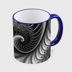 Кружка 3D Футуристический фрактальный абстрактный паттерн Fu, цвет: 3D-синий кант