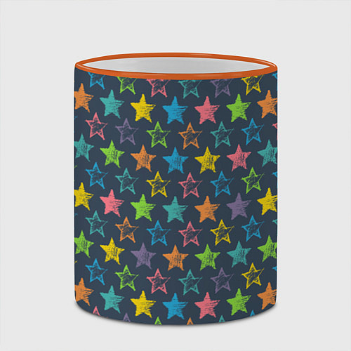 Кружка цветная Море звезд / 3D-Оранжевый кант – фото 2