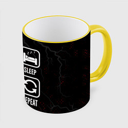 Кружка 3D Eat, Sleep, League of Legends, Repeat, цвет: 3D-желтый кант