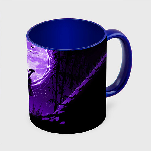 Кружка цветная КЛИНОК, РАССЕКАЮЩИЙ ДЕМОНОВ ГИЮ ТОМИОКА / 3D-Белый + синий – фото 1