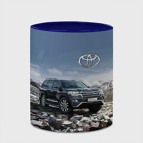 Кружка цветная Toyota Land Cruiser 200 V8 / 3D-Белый + синий – фото 2