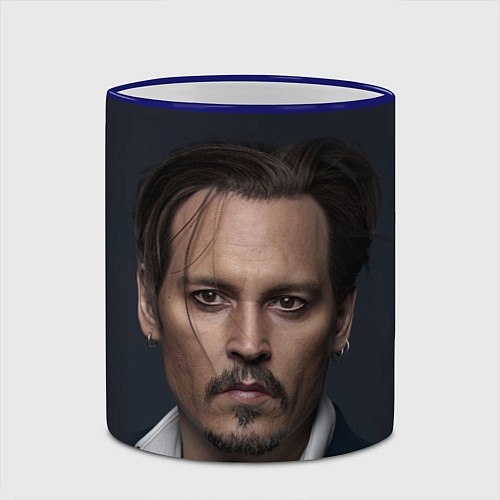 Кружка цветная Джонни Депп Johnny Depp / 3D-Синий кант – фото 2