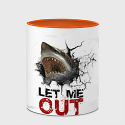 Кружка 3D Акула Let me out - пасть акулы, цвет: 3D-белый + оранжевый — фото 2