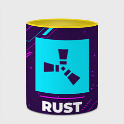 Кружка 3D Символ Rust в неоновых цветах на темном фоне, цвет: 3D-белый + желтый — фото 2