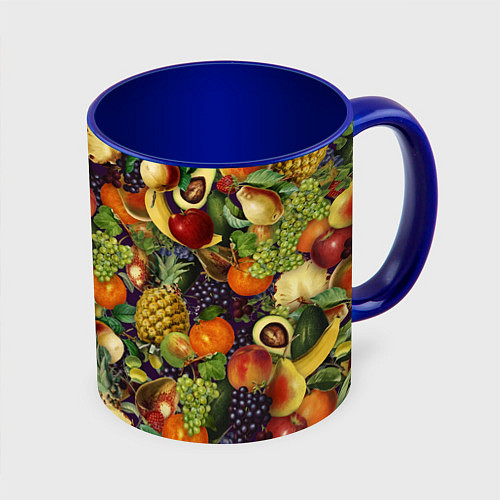 Кружка цветная Вкусные Летние Фрукты / 3D-Белый + синий – фото 1