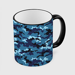 Кружка 3D Камуфляж Тёмно-Синий Camouflage Dark-Blue, цвет: 3D-черный кант