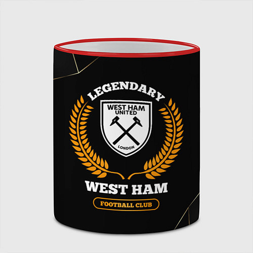 Кружка цветная Лого West Ham и надпись Legendary Football Club на / 3D-Красный кант – фото 2