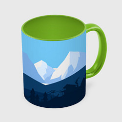 Кружка цветная Горы, лес, канатная дорога