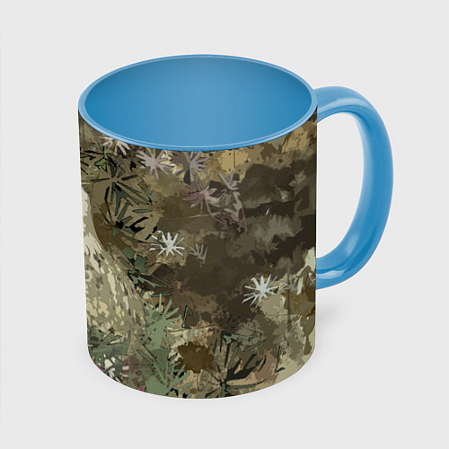 Кружка цветная Сова на абстрактном коричневом фоне / 3D-Белый + небесно-голубой – фото 1