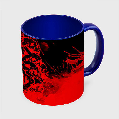 Кружка цветная КЛЕЙМО ЖЕРВЫ И ЧЕРЕПА БЕРСЕРК / 3D-Белый + синий – фото 1