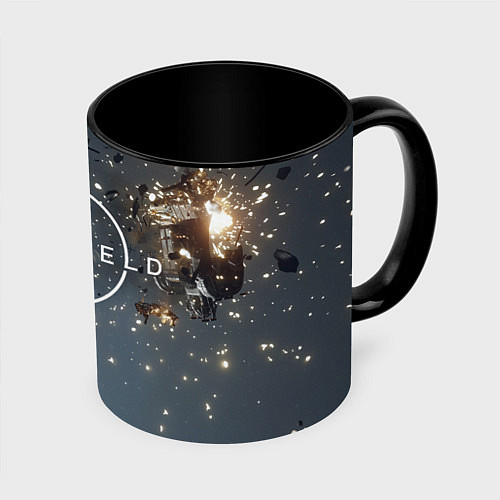 Кружка цветная Космический бой в Starfield / 3D-Белый + черный – фото 1