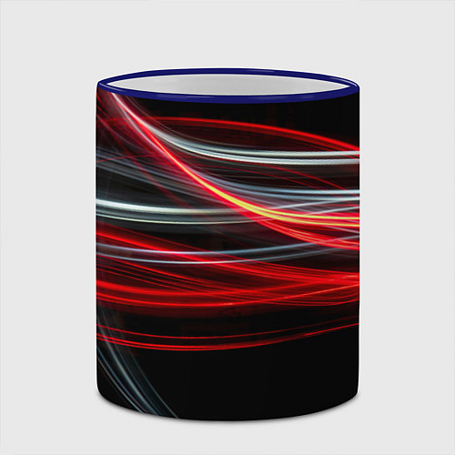Кружка цветная Волнообразные линии неона - Красный / 3D-Синий кант – фото 2
