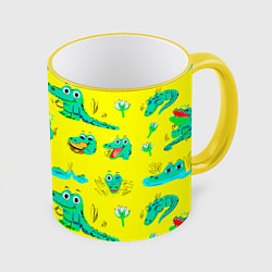 Кружка 3D GREEN CROCODILES, цвет: 3D-желтый кант
