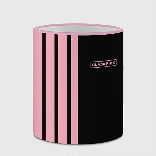 Кружка цветная BLACKPINK HALF BLACK-PINK MINI LOGO / 3D-Розовый кант – фото 2