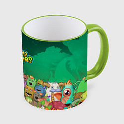 Кружка 3D Персонажи Мои поющие монстры, цвет: 3D-светло-зеленый кант