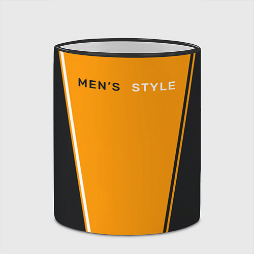 Кружка цветная Mens style мужской стиль - чёрный с оранжевым / 3D-Черный кант – фото 2