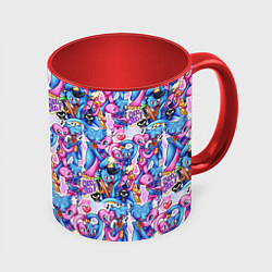 Кружка 3D POPPY PLAYTIME HAGGY WAGGY AND KISSY MISSY LOVE, цвет: 3D-белый + красный