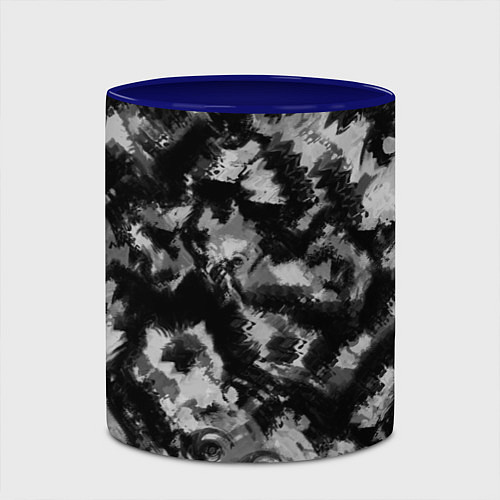 Кружка цветная Черно-белый абстрактный камуфляж / 3D-Белый + синий – фото 2