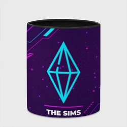 Кружка 3D Символ The Sims в неоновых цветах на темном фоне, цвет: 3D-белый + черный — фото 2