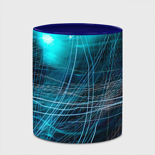 Кружка цветная Неоновые волны и линии - Голубой / 3D-Белый + синий – фото 2