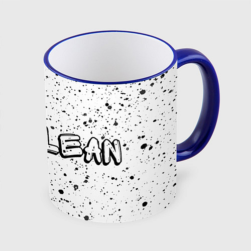 Кружка цветная Рэпер Yung Lean в стиле граффити / 3D-Синий кант – фото 1