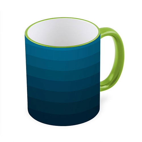 Кружка цветная Blue stripes gradient / 3D-Светло-зеленый кант – фото 1