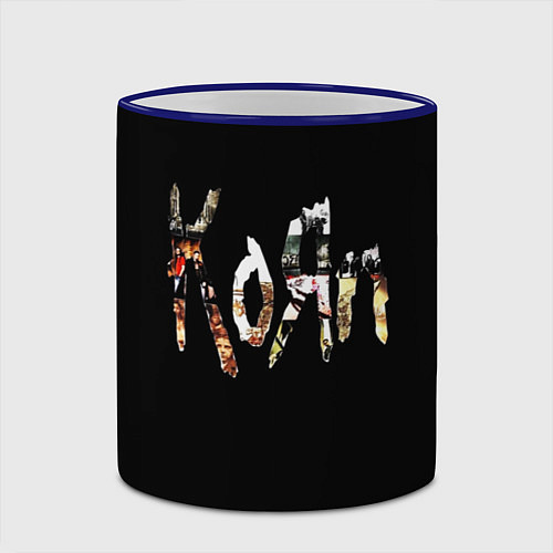 Кружка цветная KoЯn Korn лого / 3D-Синий кант – фото 2