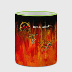 Кружка 3D Hell Awaits - Slayer, цвет: 3D-светло-зеленый кант — фото 2