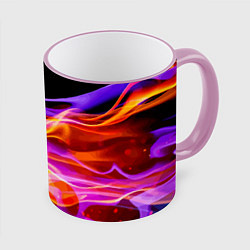 Кружка 3D Abstract colorful waves, цвет: 3D-розовый кант