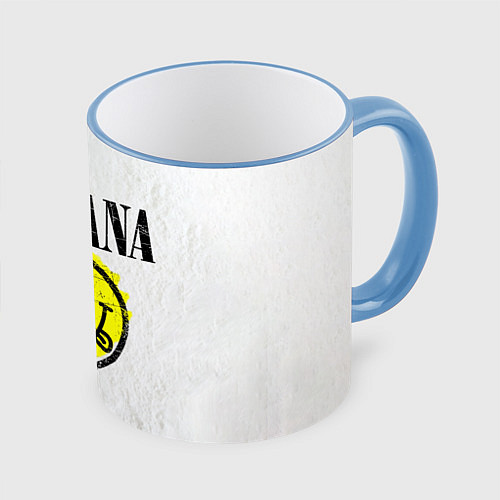 Кружка цветная Nirvana логотип гранж / 3D-Небесно-голубой кант – фото 1