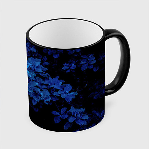 Кружка цветная BLUE FLOWERS Синие цветы / 3D-Черный кант – фото 1