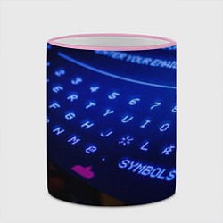 Кружка 3D Неоновая клавиатура - Синий, цвет: 3D-розовый кант — фото 2