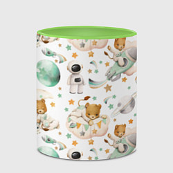 Кружка 3D Львенок на ракете на белом, цвет: 3D-белый + светло-зеленый — фото 2