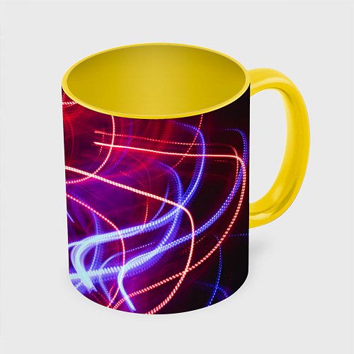Кружка цветная Неоновые линии и фонари - Красный / 3D-Белый + желтый – фото 1