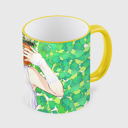 Кружка цветная Ёцуба Накано / 3D-Желтый кант – фото 1