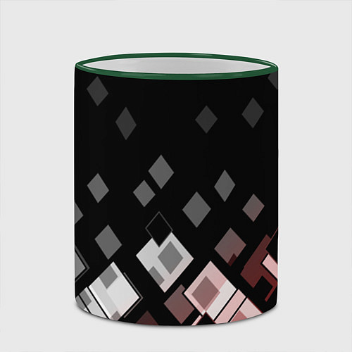 Кружка цветная Geometric pattern черно-коричневый узор Ромбы / 3D-Зеленый кант – фото 2