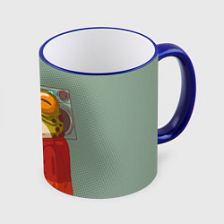 Кружка 3D Лягуха с мафоном, цвет: 3D-синий кант