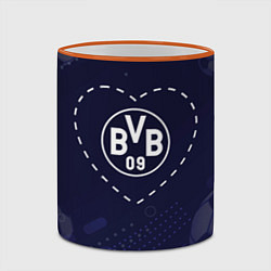 Кружка 3D Лого Borussia в сердечке на фоне мячей, цвет: 3D-оранжевый кант — фото 2
