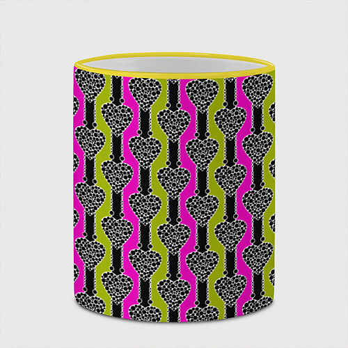 Кружка цветная Striped multicolored pattern Сердце / 3D-Желтый кант – фото 2