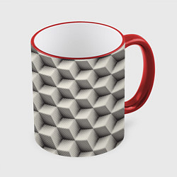 Кружка 3D 3D Куб Оптическая иллюзия 3D Cube, цвет: 3D-красный кант