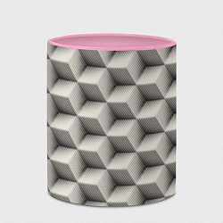 Кружка 3D 3D Куб Оптическая иллюзия 3D Cube, цвет: 3D-белый + розовый — фото 2