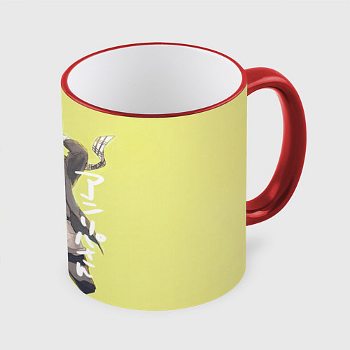 Кружка цветная Саити арт Золотое божество / 3D-Красный кант – фото 1