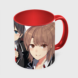 Кружка 3D Yui team OreGairu, цвет: 3D-белый + красный