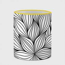 Кружка 3D Бесконечные Белые Листья, цвет: 3D-желтый кант — фото 2