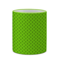 Кружка 3D Зеленые ячейки текстура, цвет: 3D-светло-зеленый кант — фото 2
